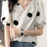 Stylish Loose Polka Dot Puff Sleeve
