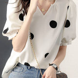 Stylish Loose Polka Dot Puff Sleeve