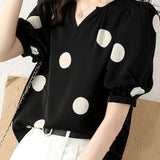 Stylish Loose Polka Dot Puff Sleeve