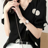 Stylish Loose Polka Dot Puff Sleeve