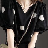 Stylish Loose Polka Dot Puff Sleeve