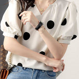 Stylish Loose Polka Dot Puff Sleeve
