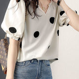 Stylish Loose Polka Dot Puff Sleeve