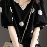 Stylish Loose Polka Dot Puff Sleeve