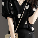 Stylish Loose Polka Dot Puff Sleeve