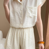 Wrinkled Texture Shorts Set
