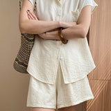 Wrinkled Texture Shorts Set