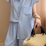 Wrinkled Texture Shorts Set