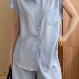 Wrinkled Texture Shorts Set