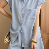 Wrinkled Texture Shorts Set