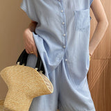 Wrinkled Texture Shorts Set