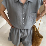 Wrinkled Texture Shorts Set