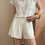 Wrinkled Texture Shorts Set