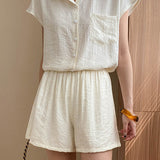 Wrinkled Texture Shorts Set