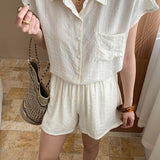 Wrinkled Texture Shorts Set