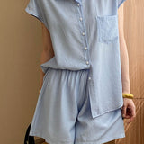 Wrinkled Texture Shorts Set