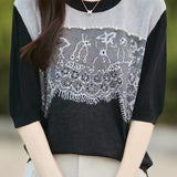 French Lace Patchwork Knit Sweater
