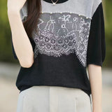 French Lace Patchwork Knit Sweater