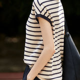 Color Block Striped Knit T-Shirt