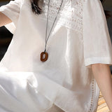 Heavy Lace Patchwork Round Neck Shirt