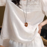 Heavy Lace Patchwork Round Neck Shirt