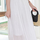 Shiny Pleated Solid Color Midi Skirt