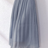 Shiny Pleated Solid Color Midi Skirt