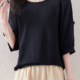 Solid color ruffle edge shirt