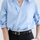 Casual Loose French V-Neck Shirt