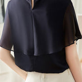 Collared Embroidered Cape Shirt