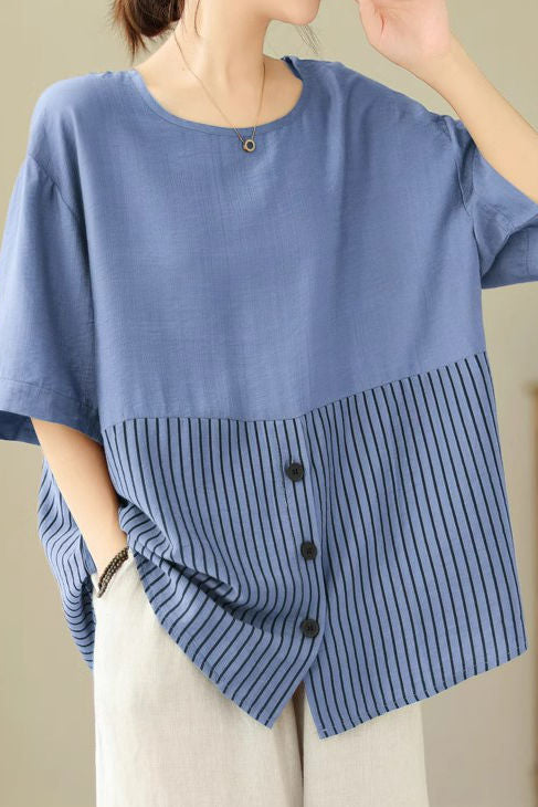 Artistic Patchwork Short Sleeve T-Shirt - liwisi