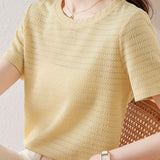 Textured Striped Solid T-Shirt