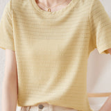 Textured Striped Solid T-Shirt