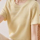 Textured Striped Solid T-Shirt