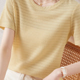 Textured Striped Solid T-Shirt