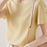 Textured Striped Solid T-Shirt
