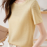 Textured Striped Solid T-Shirt