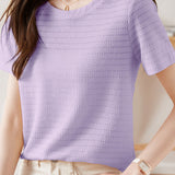 Textured Striped Solid T-Shirt