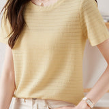 Textured Striped Solid T-Shirt