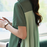 Round Neck Chiffon Patchwork Short Sleeve T-Shirt