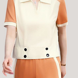 Collared Color Block Two-Piece Set