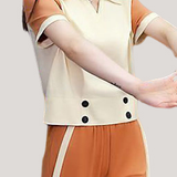 Collared Color Block Two-Piece Set