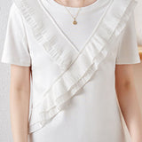 Solid Color Ruffle Hem T-Shirt