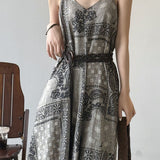 V-Neck Printed Camisole Dress