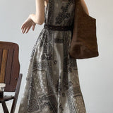 V-Neck Printed Camisole Dress
