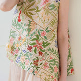 Wrinkled Round Neck Sleeveless Printed T-Shirt