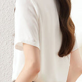 V-Neck Ruffle Edge Solid Color Shirt