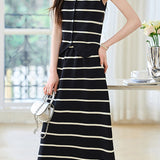 Striped Knitted Vest Skirt Set