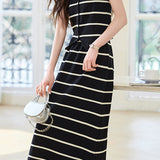 Striped Knitted Vest Skirt Set