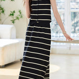 Striped Knitted Vest Skirt Set
